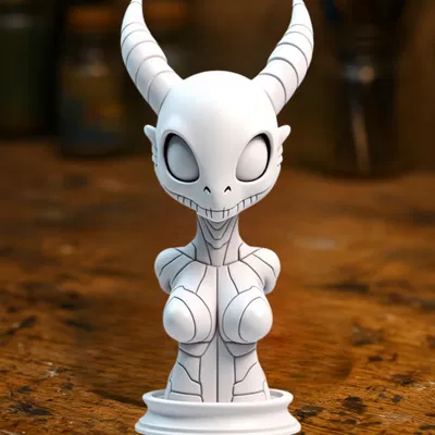 Tượng Bust Quỷ Có Sừng – Điêu Khắc Fantasy Stylized