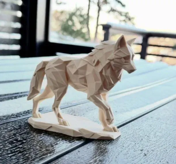 Tượng Sói Hình Học Ultra Low Poly Tối Giản - Image 6
