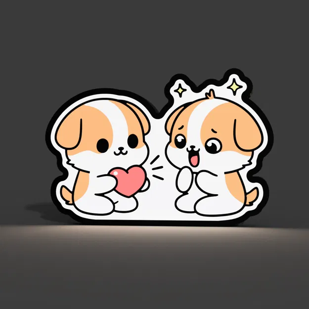 Đèn Lightbox LED Cặp Đôi Chó (Dog Couple Lightbox LED Lamp) - Image 1
