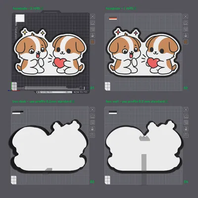 Đèn Lightbox LED Cặp Đôi Chó (Dog Couple Lightbox LED Lamp)