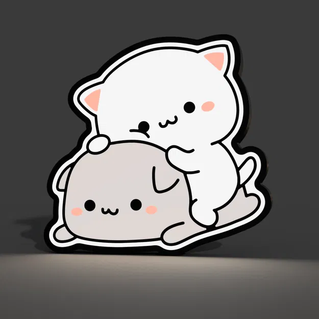 Đèn Lightbox LED Cặp Mèo (Cat Couple Lightbox LED Lamp) - Image 3