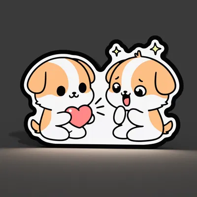 Đèn Lightbox LED Cặp Đôi Chó (Dog Couple Lightbox LED Lamp)
