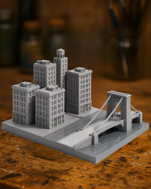 Diorama Khối Phố Thu Nhỏ Kèm Cầu Treo - Image 1