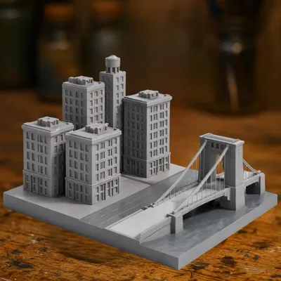 Diorama Khối Phố Thu Nhỏ Kèm Cầu Treo