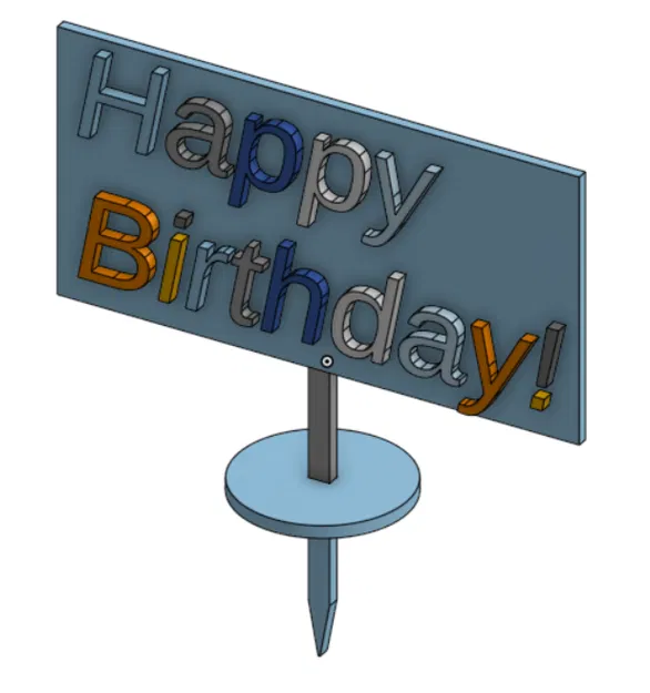 Cake topper chữ “Happy Birthday!” đơn giản (khổ nhỏ) - Image 1