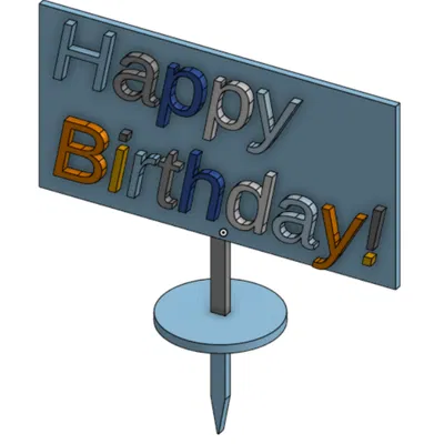 Cake topper chữ “Happy Birthday!” đơn giản (khổ nhỏ)