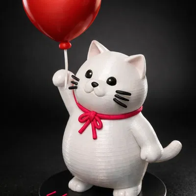 Floating Heart Kitty – Mèo Ú Nu Ôm Bóng Trái Tim Bay