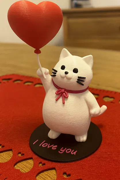 Floating Heart Kitty – Mèo Ú Nu Ôm Bóng Trái Tim Bay - Image 2