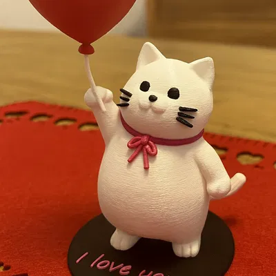 Floating Heart Kitty – Mèo Ú Nu Ôm Bóng Trái Tim Bay