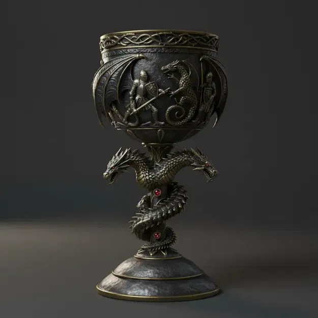 Chén Thánh Rồng & Hiệp Sĩ (Dragons and Knight Chalice) - Image 1