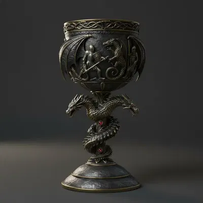 Chén Thánh Rồng & Hiệp Sĩ (Dragons and Knight Chalice)