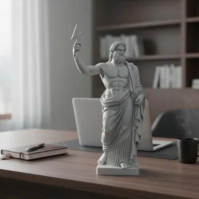 Tượng thần Zeus cầm tia sét trên tay