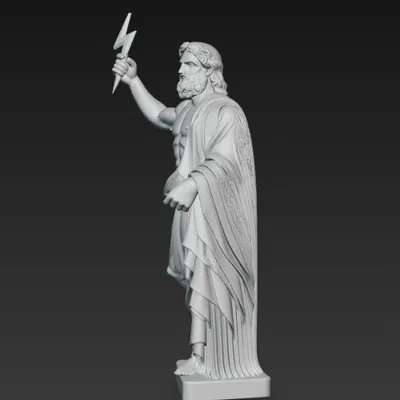 Tượng thần Zeus cầm tia sét trên tay