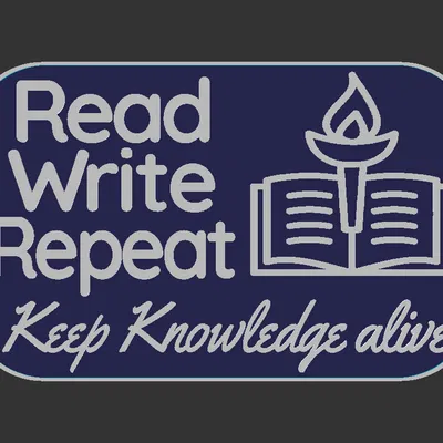Bảng treo “Read, Write, Repeat”