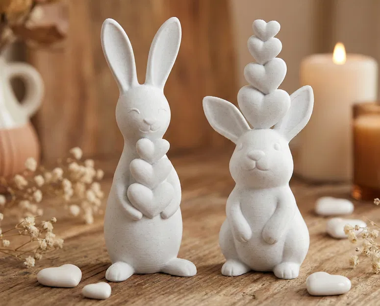 Heart Bunny Duo ♡ - Decor Thỏ Tim Tối Giản cho Easter - Image 2