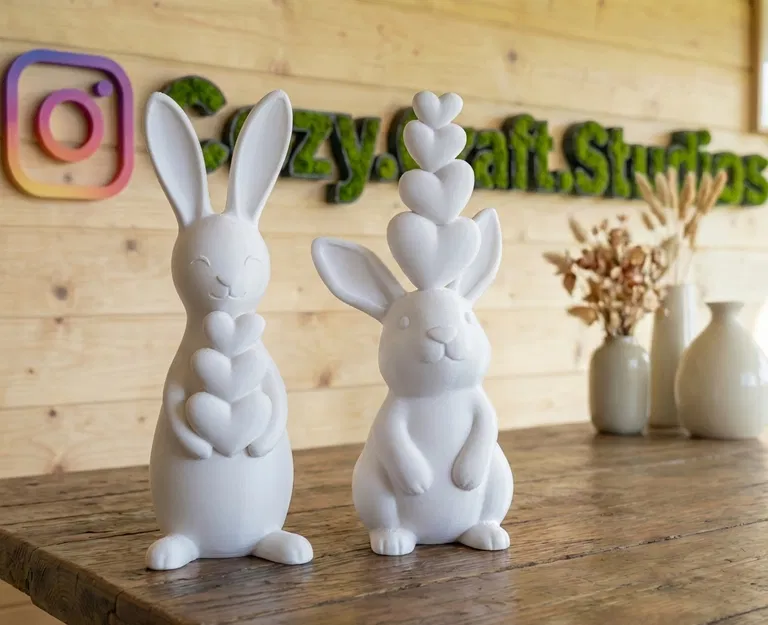 Heart Bunny Duo ♡ - Decor Thỏ Tim Tối Giản cho Easter - Image 4
