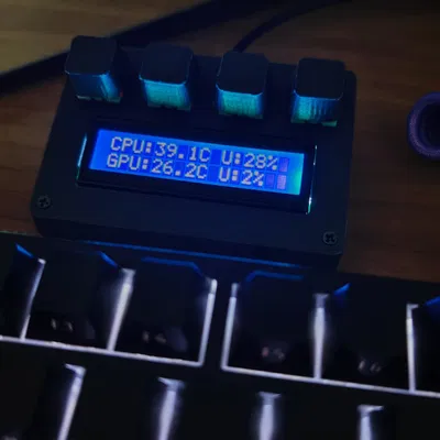 Macro Keyboard hiển thị nhiệt CPU & GPU (ESP32-C3 + LCD 16x2)
