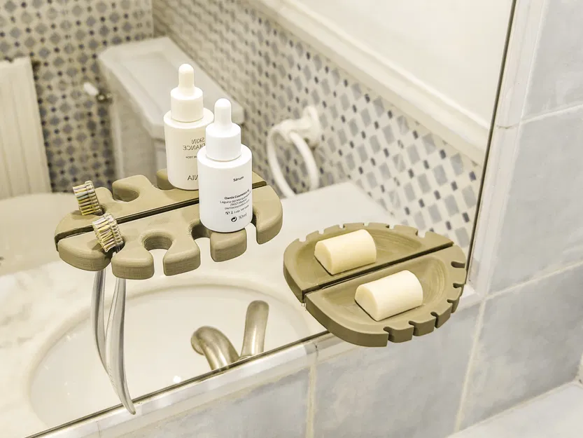 Mirror Leaves – Bộ organizer hình lá cho gương phòng tắm - Image 1