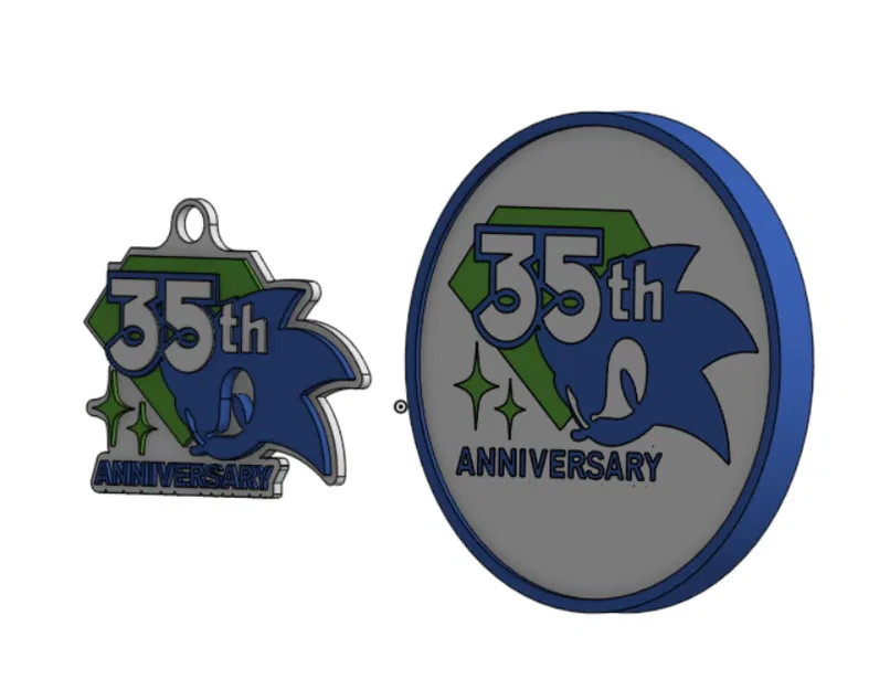 Móc khóa và lót ly logo kỷ niệm 35 năm Sonic - Image 2