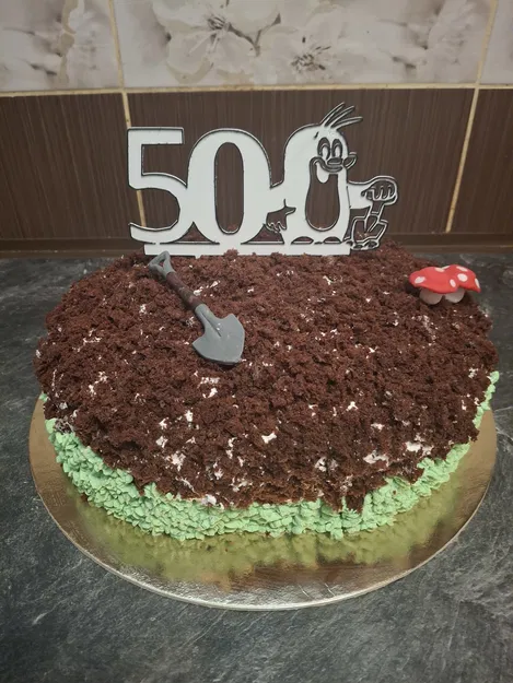 Cake Topper Sinh Nhật 50 Tuổi – Nhân Vật Chuột Chũi - Image 1