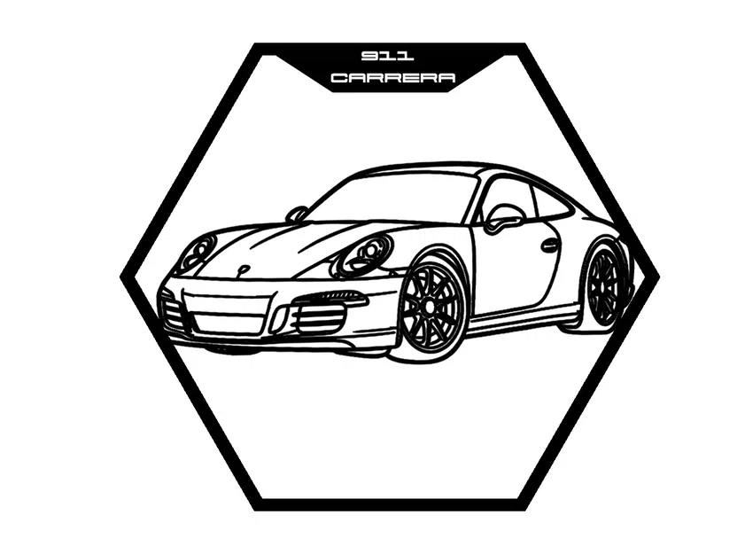 Bộ tranh tường lục giác lineup Porsche – Hexagon Wall Art - Image 2