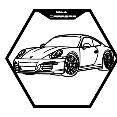 Bộ tranh tường lục giác lineup Porsche – Hexagon Wall Art