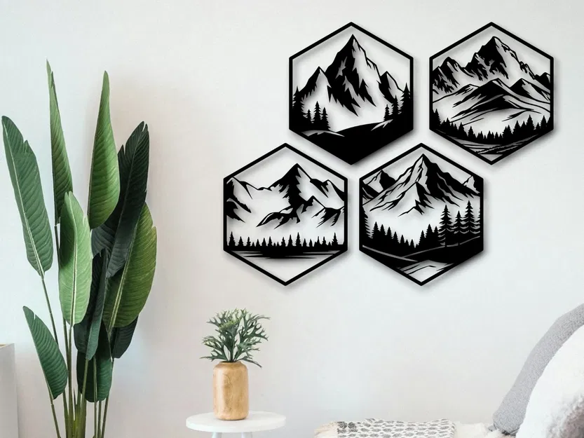 Tranh Treo Tường Núi Non Lục Giác (Hexagon Mountains Wall Art) - Image 1