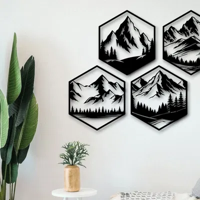 Tranh Treo Tường Núi Non Lục Giác (Hexagon Mountains Wall Art)
