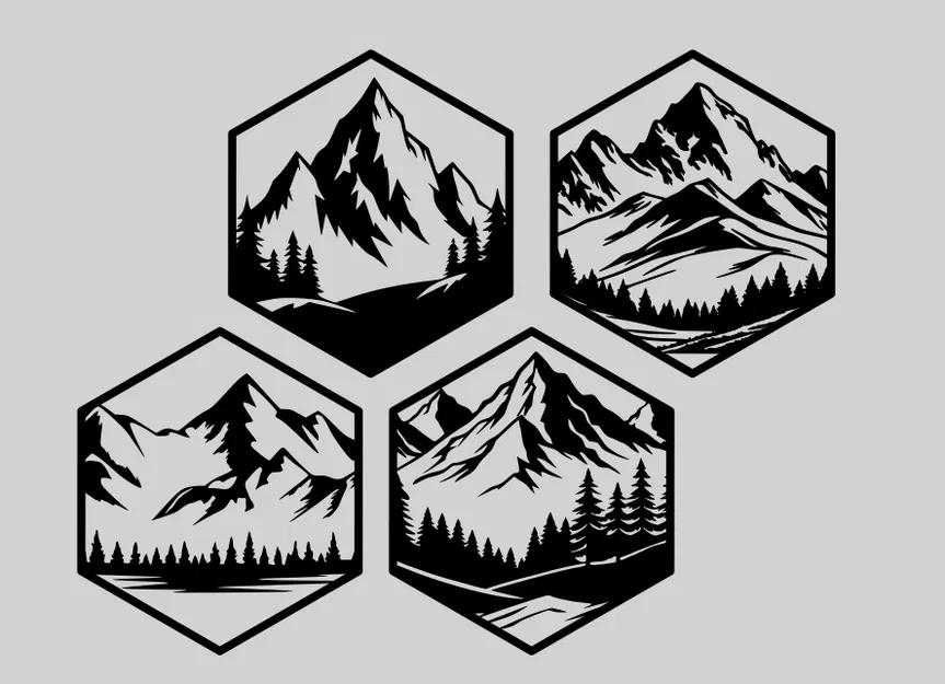 Tranh Treo Tường Núi Non Lục Giác (Hexagon Mountains Wall Art) - Image 3