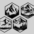 Tranh Treo Tường Núi Non Lục Giác (Hexagon Mountains Wall Art) - Thumbnail 3