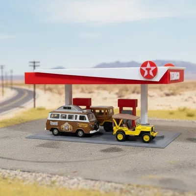 Diorama Trạm Xăng TEXACO tỉ lệ 1:64