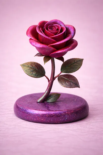 Galaxy Red Rose – Tượng Điêu Khắc Hoa Hồng Đỏ Đậm Thanh Lịch - Image 1