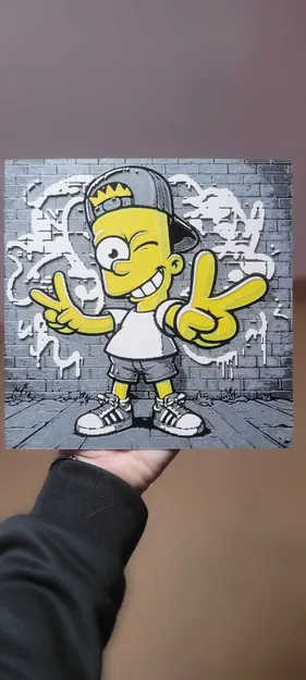 Bart Simpson (HueForge đa màu) – Mẫu treo tường 200×200mm - Image 1