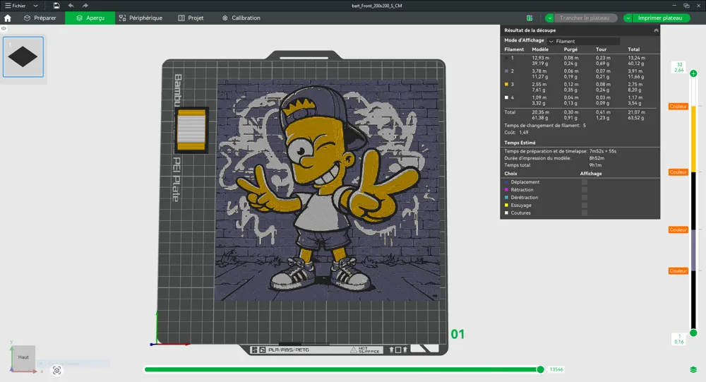 Bart Simpson (HueForge đa màu) – Mẫu treo tường 200×200mm - Image 3