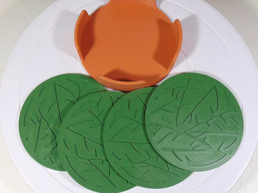 Bộ lót ly phong cách hiện đại họa tiết lá cọ 100mm - Image 1