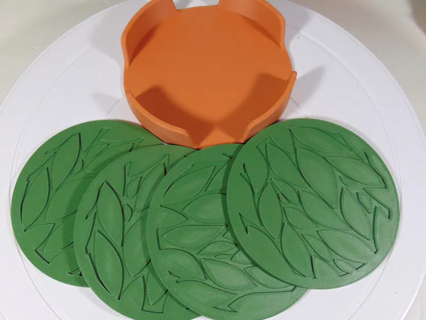 Bộ lót ly phong cách hiện đại hình lá 100mm kèm giá đỡ - Image 1