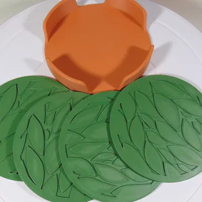 Bộ lót ly phong cách hiện đại hình lá 100mm kèm giá đỡ