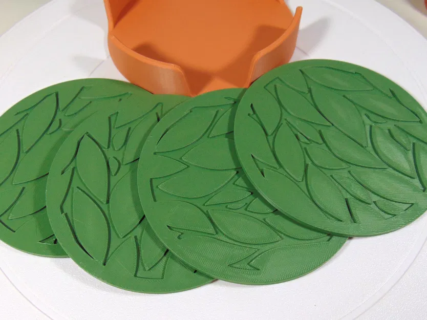 Bộ lót ly phong cách hiện đại hình lá 100mm kèm giá đỡ - Image 2