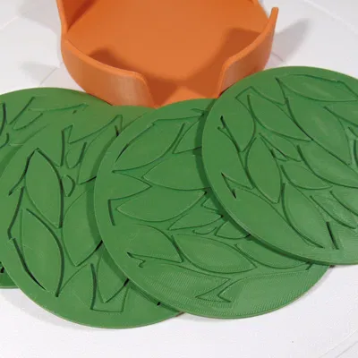 Bộ lót ly phong cách hiện đại hình lá 100mm kèm giá đỡ