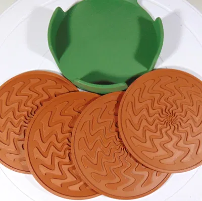 Bộ lót ly phong cách hiện đại họa tiết tia sét 100mm kèm giá đỡ