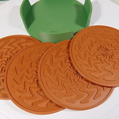 Bộ lót ly phong cách hiện đại họa tiết tia sét 100mm kèm giá đỡ