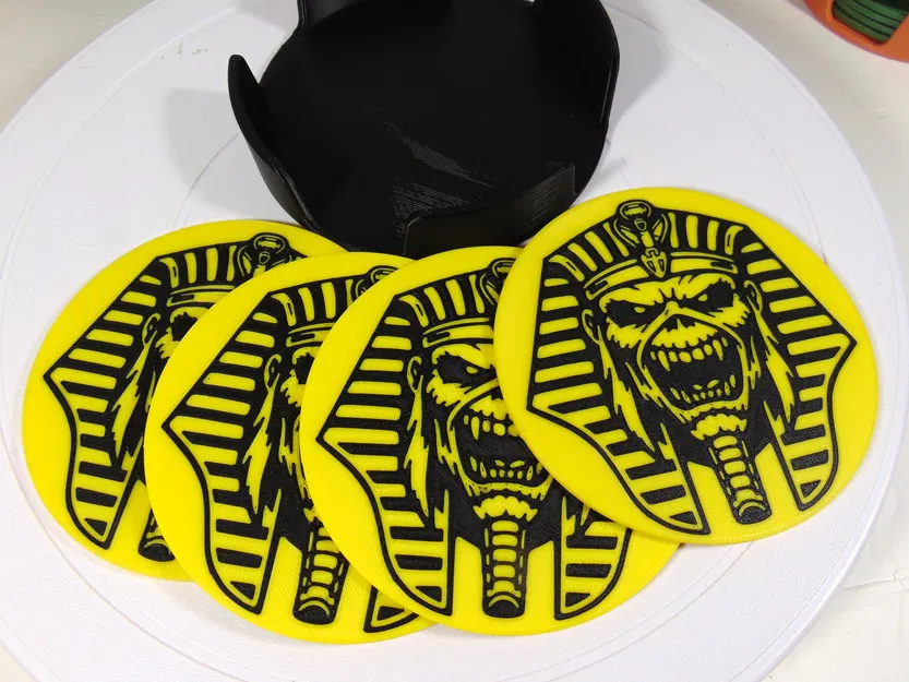 Bộ lót ly Iron Maiden Eddie – Powerslave Pharoah Tribute 100mm - Image 1