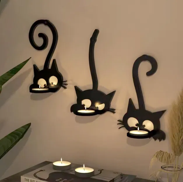 Three Wall CATS - Giá treo tường đựng nến tea-candle - Image 1
