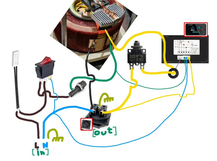 Vevor Variac - Vỏ biến áp tự ngẫu chỉnh điện áp (auto variable voltage transformer) - Image 4