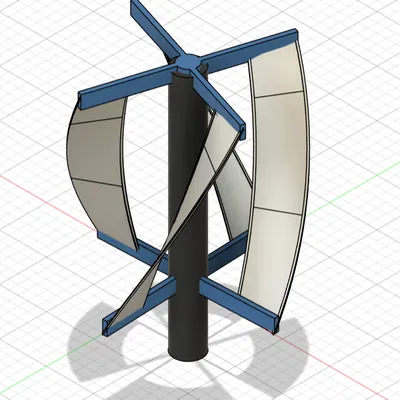 Tuabin gió trục đứng (Vertical Wind turbine) in 3D