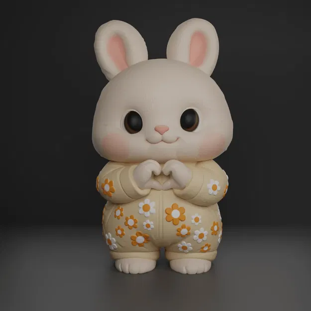 Thỏ Dễ Thương Cầm Trái Tim – Bunny STL In 3D - Image 1