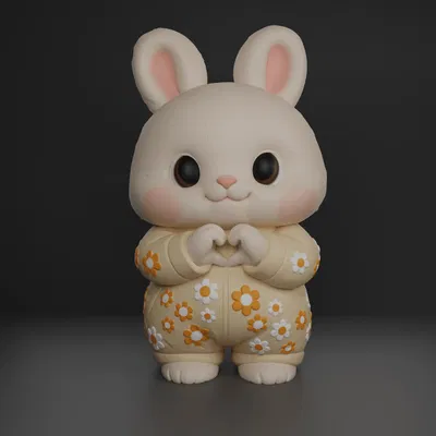 Thỏ Dễ Thương Cầm Trái Tim – Bunny STL In 3D