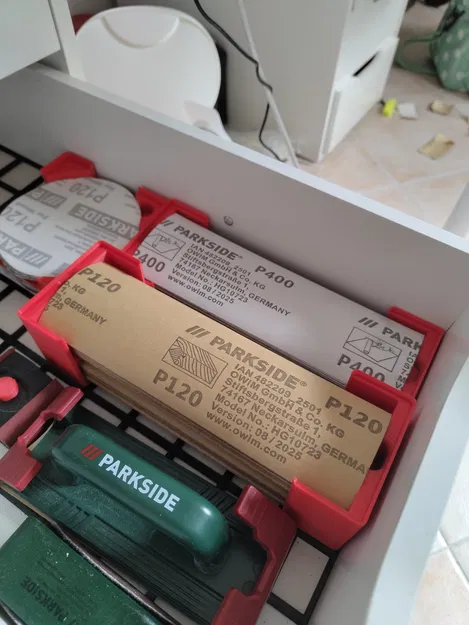 Khay giữ Gridfinity cho giấy nhám chữ nhật Parkside 23x7cm - Image 1