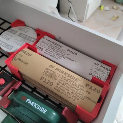 Khay giữ Gridfinity cho giấy nhám chữ nhật Parkside 23x7cm