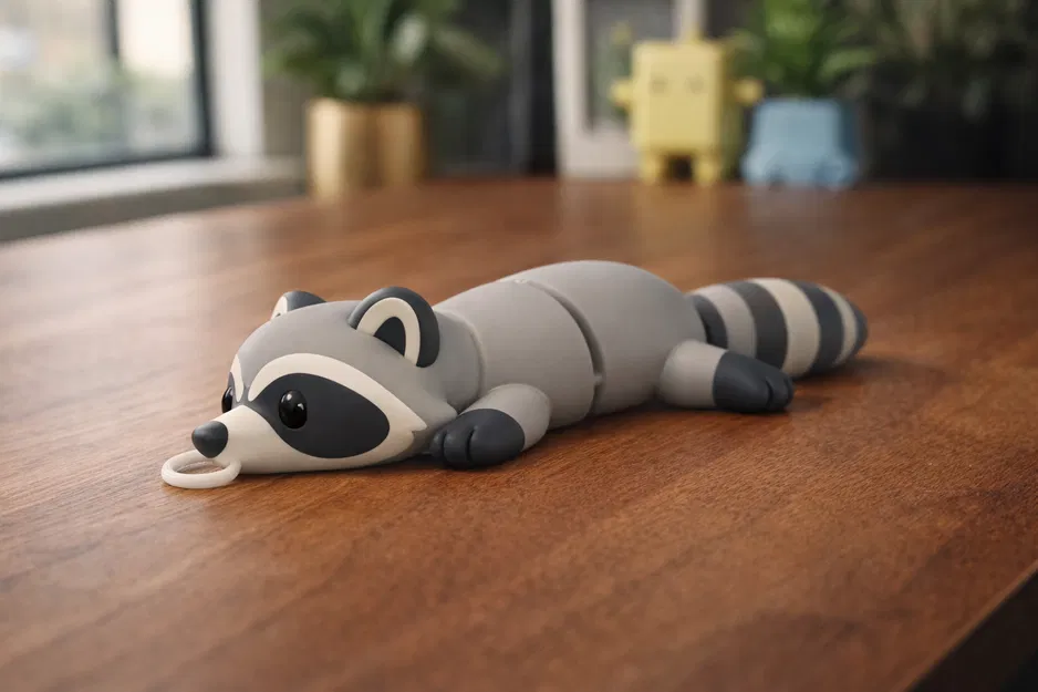 Flexi Lazy Raccoon – Đồ chơi fidget khớp nối dạng keychain - Image 1